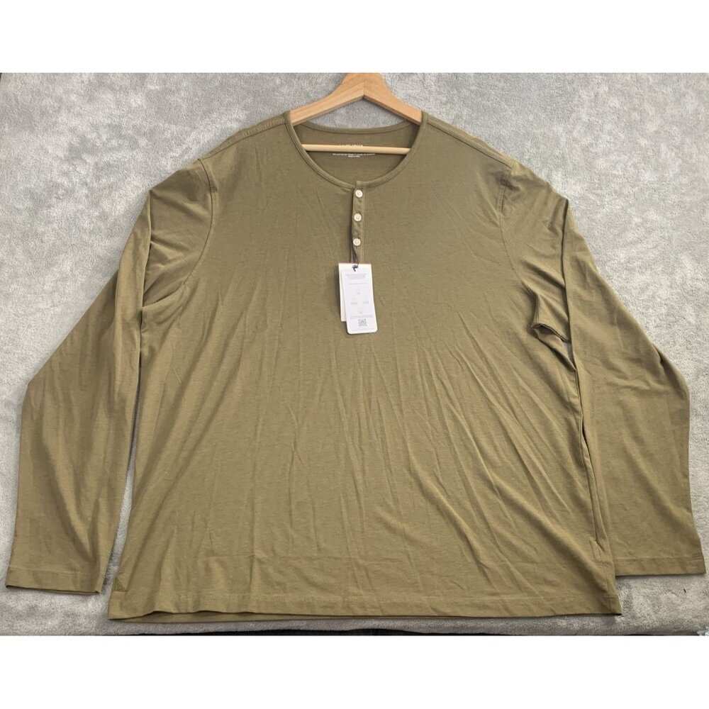 UNTUCKit Shirt Mens XXL Brown Marastina Long Sleeve Henley Stretch Tencel Casual